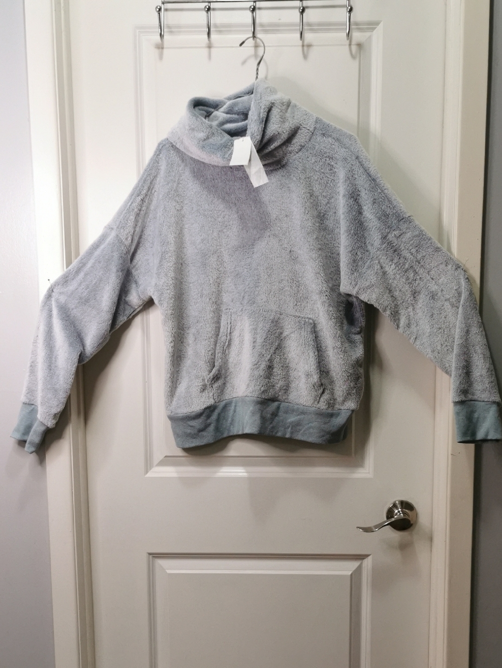 Plush Light Blue Funnel Neck Women's Sweater‎